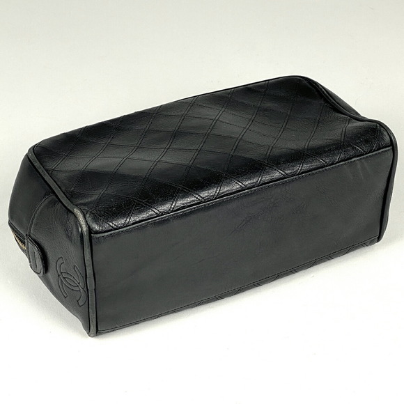 Chanel Leather Bag Bicolor Pouch Black - Picture 1 of 8